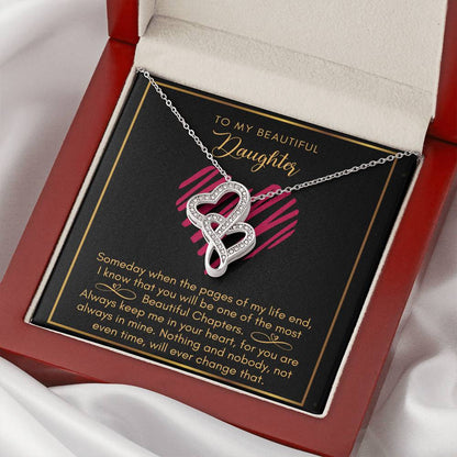 Daughter Most Beautiful Chapters Double Heart Necklace Double Hearts Necklace