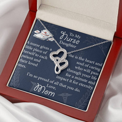 Double Heart Nurse Daughter Necklace  - Mothers Day Gift For Nurse - Birthday Gift For Nurse Daughter - Gift Necklace  Double Hearts Necklace