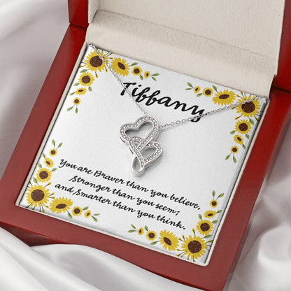 You Are Braver Than You Believe Double Hearts Necklace