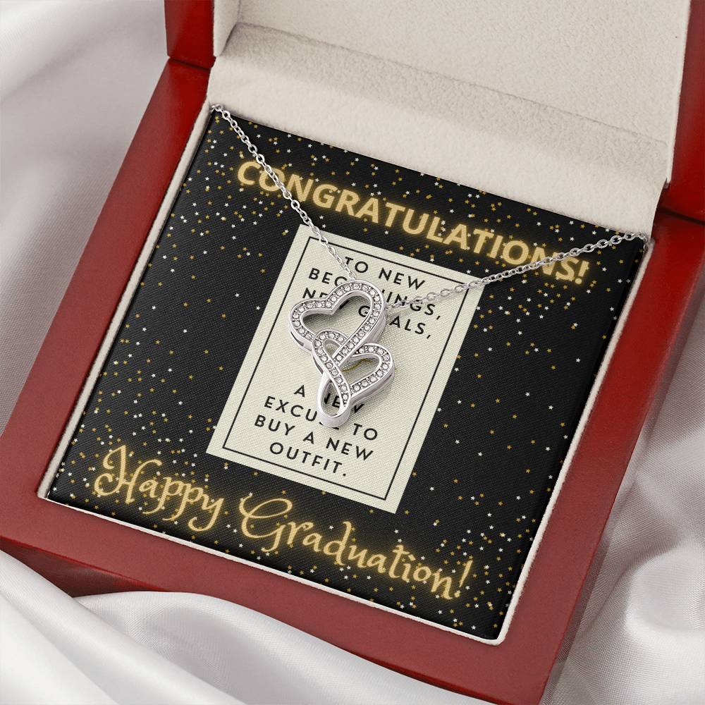 Congratulations I Am So Proud Of You Birthstone Necklace - Graduation Gift Necklace Graduation Gift For Her College Gr Double Hearts Necklace