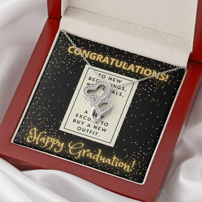 Congratulations I Am So Proud Of You Birthstone Necklace - Graduation Gift Necklace Graduation Gift For Her College Gr Double Hearts Necklace