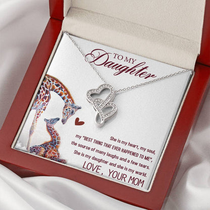 Gift For Daughter From Mom - Daughter Mother Necklace - Giraffe Necklace - Mother And Daughter - Mom Gifts From Daught 3 Double Hearts Necklace