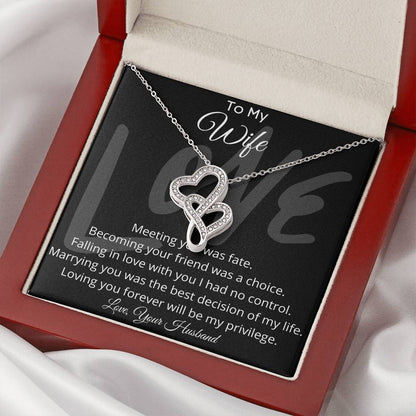 To My Wife Double Hearts Pendant Necklace Double Hearts Necklace