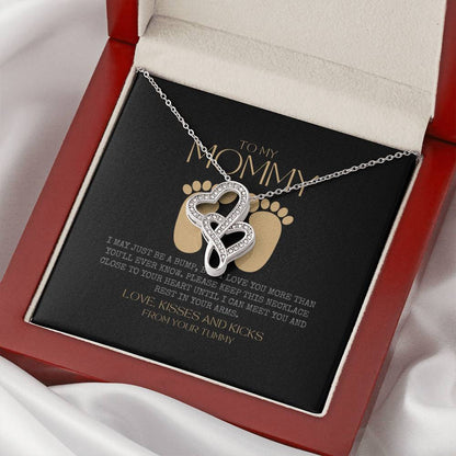 Baby Shower Gift New Mommy Necklace Pregnant Wife Gift To My Mommy I May Just Be A Bump But I Love You More Than You E Double Hearts Necklace