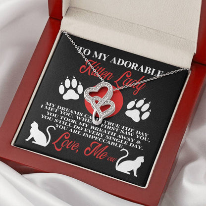 Gift For Her Kitten Lady My Dreams Came True The Day I Met You  Double Hearts Necklace