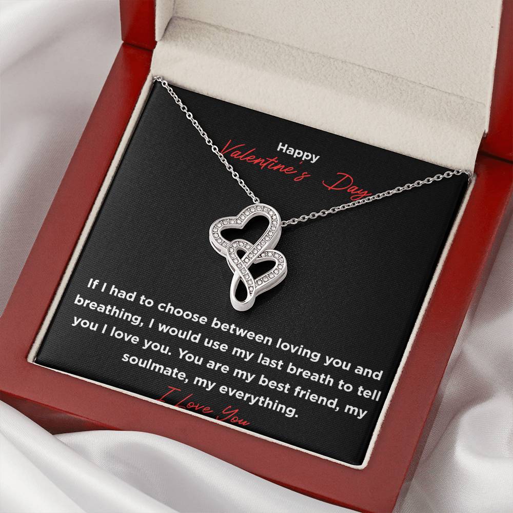 Valentine's Necklace Black Double Hearts Necklace