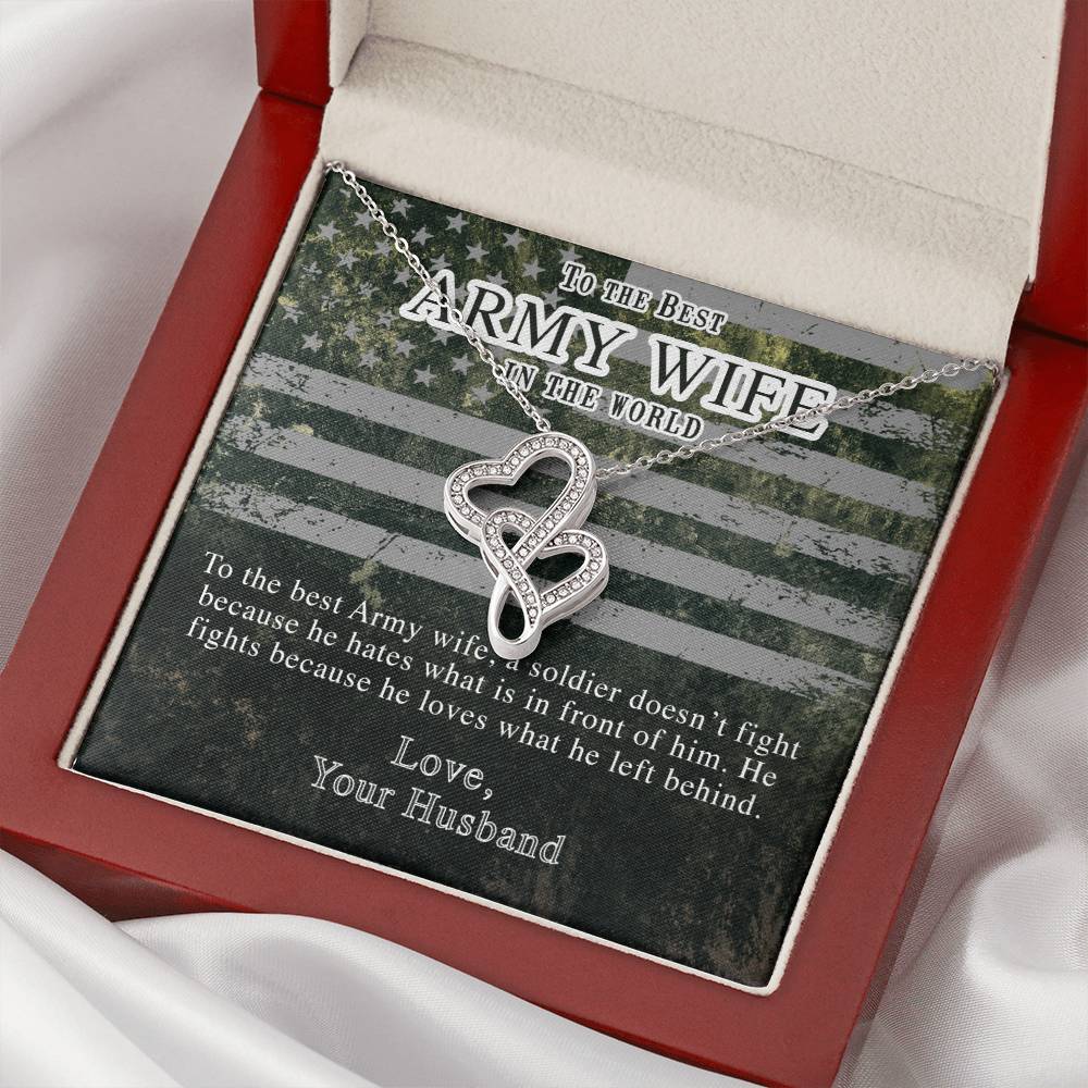 To The Best Army Wife In The World - Double Hearts Double Hearts Necklace