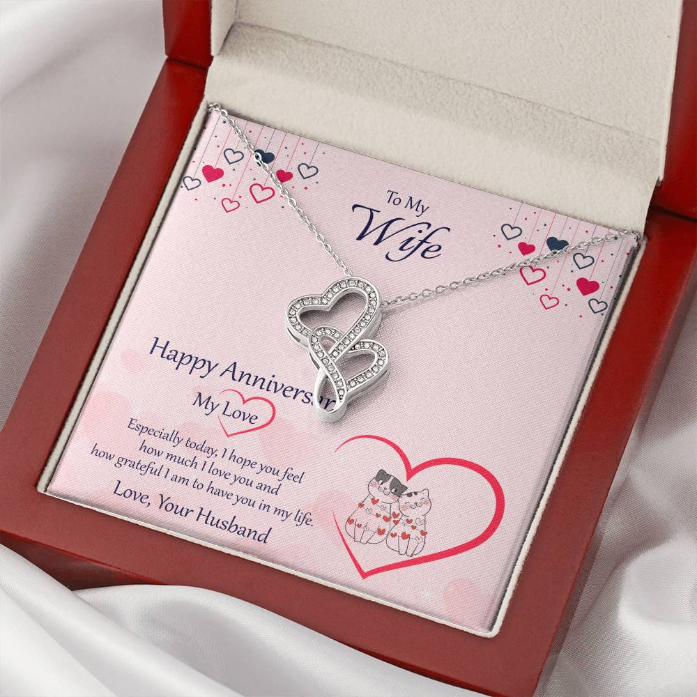 Best Anniversary Gift For Wife Double Hearts Necklace