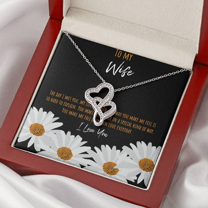 To My Wife The Day I Met You - Daisy Double Hearts Necklace