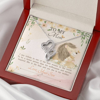 Best Gift For Mom From Son Double Hearts Necklace