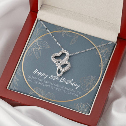 20Th Birthday Gifts For Women  Necklace For Her  2 Decade Jewelry  20 Years Old  20Th Birthday Gift Necklace  Jewelry  Double Hearts Necklace