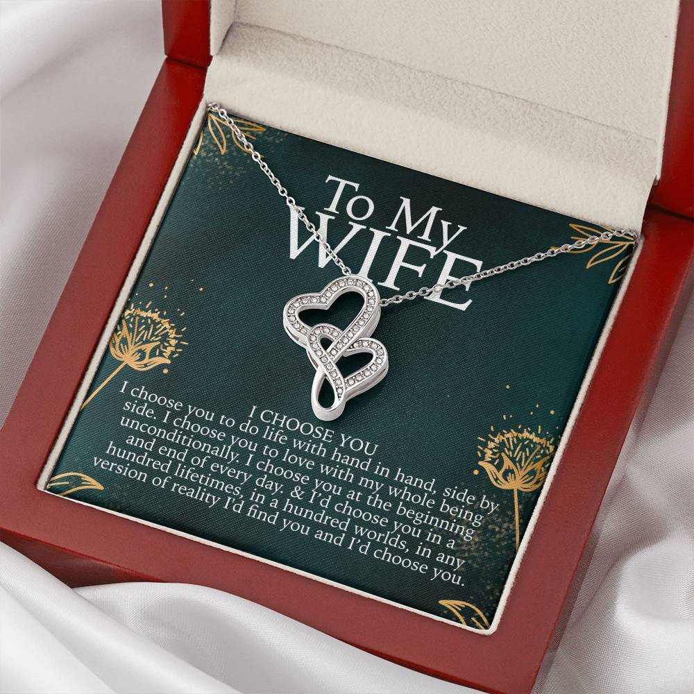To My Wife Doubleheart Gift Double Hearts Necklace