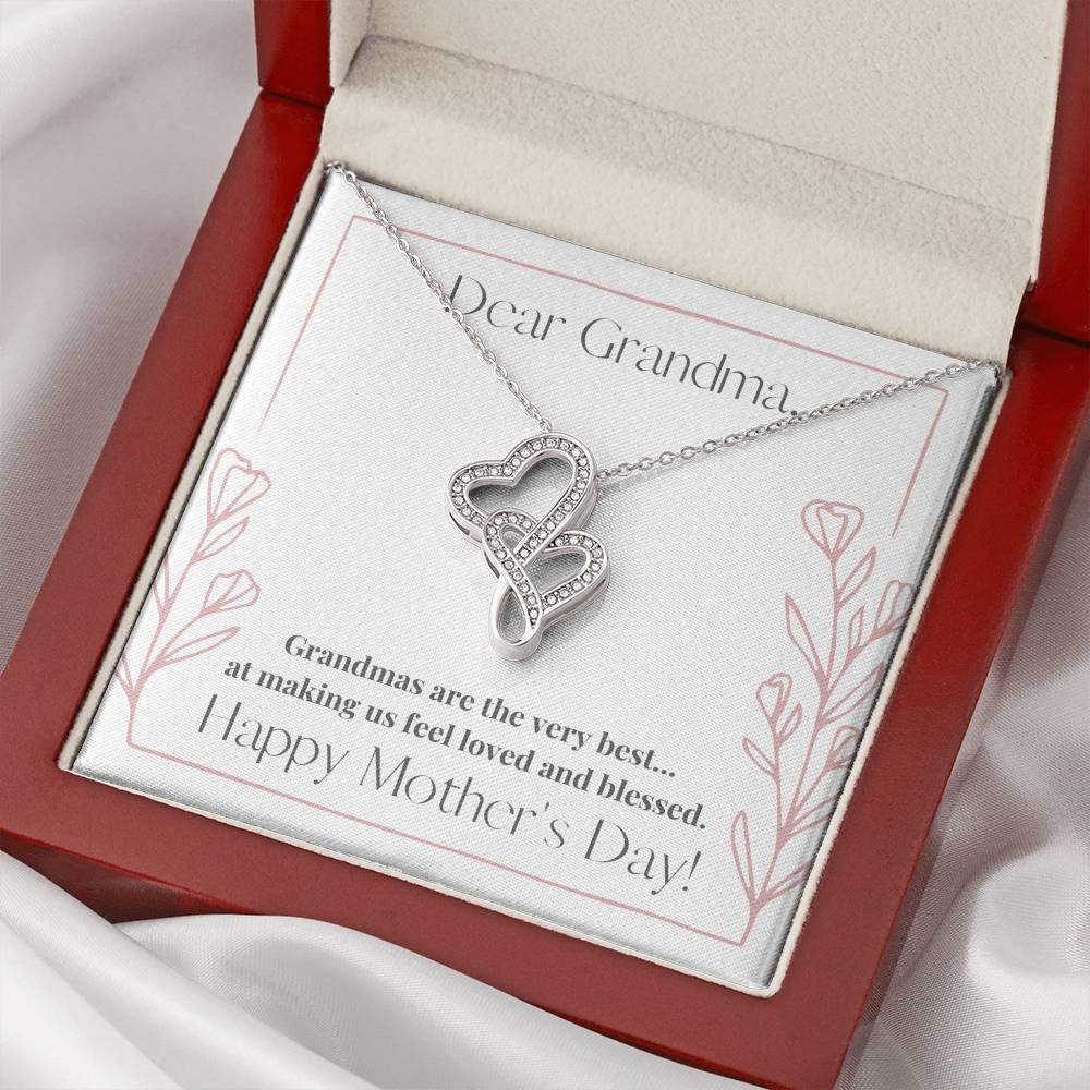 Dear Grandma  Double Hearts Necklace
