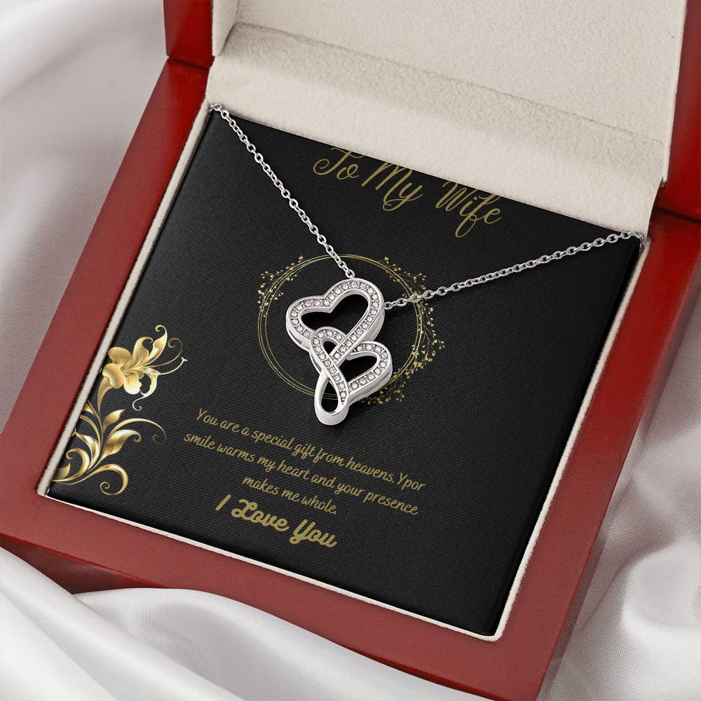 To My Wife Necklacegift Form Husband To Wife. Anniversary Gift From Husband To Wife. Birthday Gift For Wife. Gift For  Double Hearts Necklace