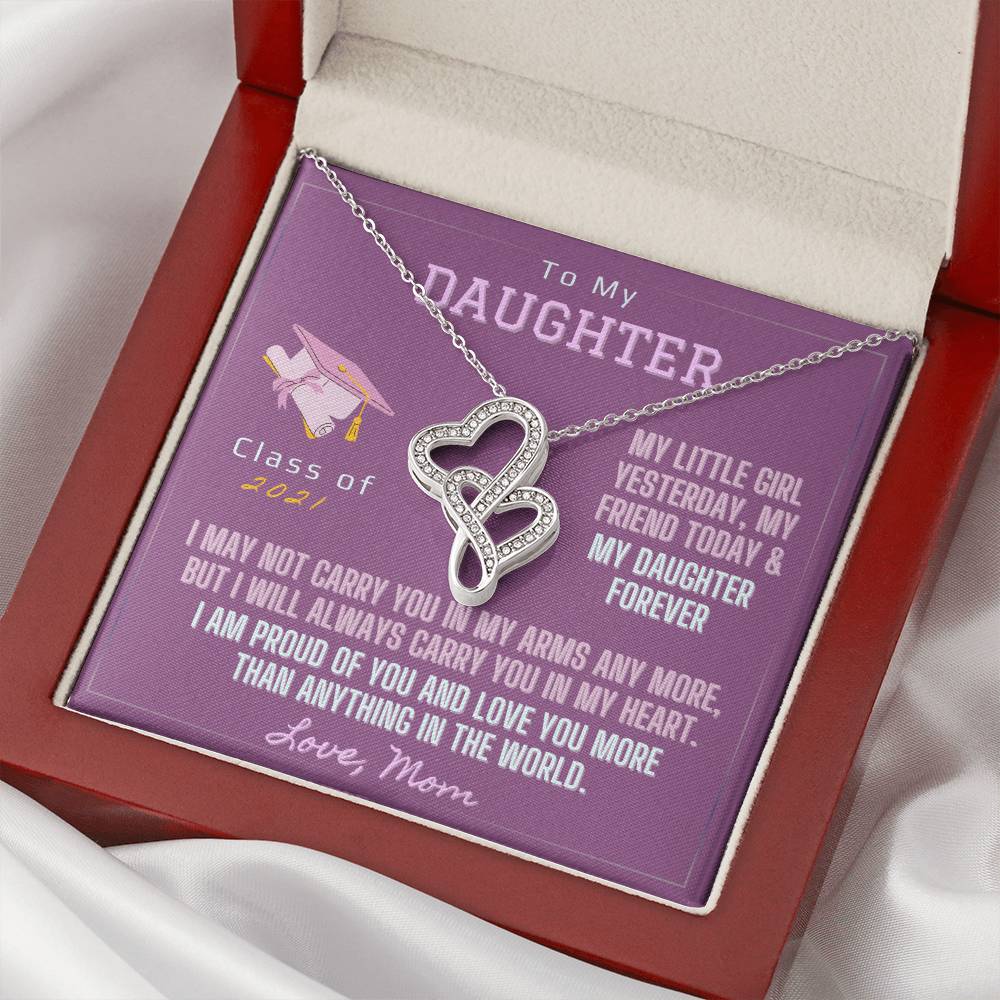 Daughters Graduation Necklace 2 Double Hearts Necklace