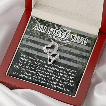 Air Force Wife Double Hearts Necklace