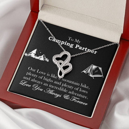 Camping Partner  Double Hearts Necklace