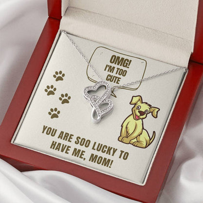 Dog Mom Necklace Double Hearts Necklace