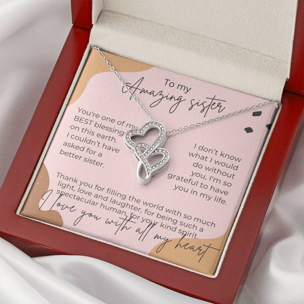 Amazing Sister Double Hearts I Love You Necklace Double Hearts Necklace