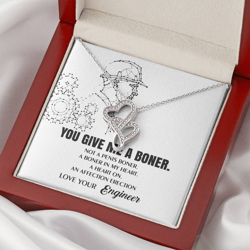 You Give Me A Heart Boner An Affection Erection  Funny & Sarcastic Love For Her Mature Best Fu Double Hearts Necklace