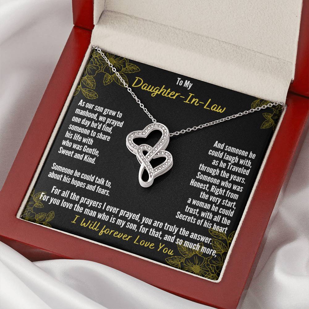 A Gift For Daughter In Law  - You Are Truly The Answer 2 Double Hearts Necklace