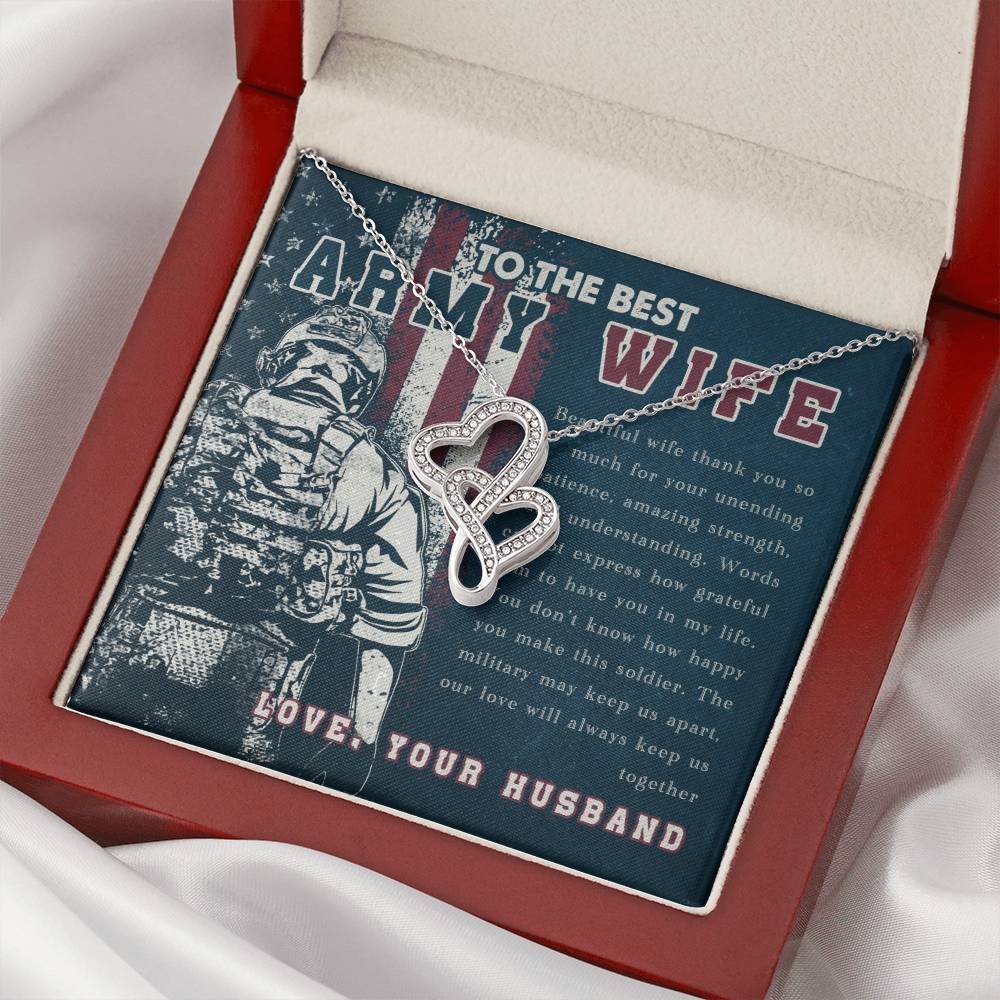 To The Best Army Wife - Double Hearts 1 Double Hearts Necklace