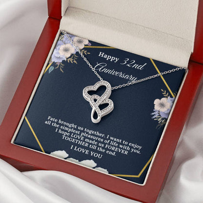 32 Year Anniversary Gift For Wife 32 Years Together For 32Nd Anniversary Anniversary Gift For Anniversary For Her Doub Double Hearts Necklace