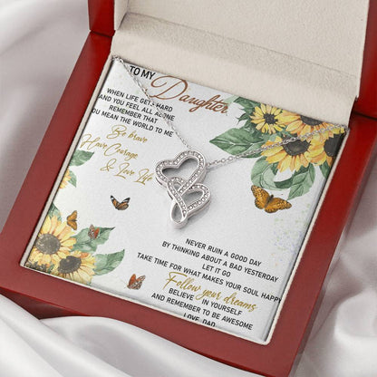 Dad To Daughter Double Heart Necklace Gift -  Daughter Birthday Gift - Daughter Jewelry - Daughter Necklace Dad To Dau Double Hearts Necklace