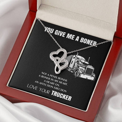 You Give Me A Heart Boner An Affection Erection  Funny & Sarcastic Love For Her Mature Gag Gif Double Hearts Necklace