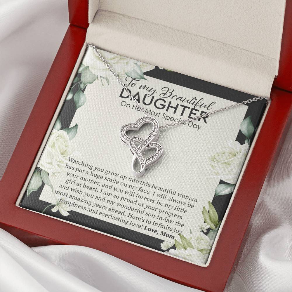 Bride Gift From Mom To Daughter On Wedding Day Gift For Daughter On Wedding Day From Mother Wedding Necklace Gift To D Double Hearts Necklace