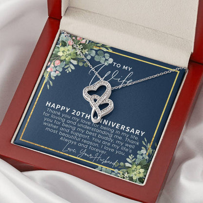 20Th Anniversary Gift For Wife 20 Year Anniversary Gifts 20Th Wedding Anniversary Gift Ideas 20 Year Anniversary Gift  Double Hearts Necklace