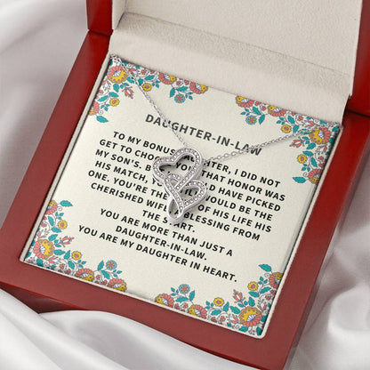 Daughter-In-Law Gift Necklacewedding Giftjewelry From Mother-In Lawgift For Bridenecklacepersonalized Necklace Family  Double Hearts Necklace