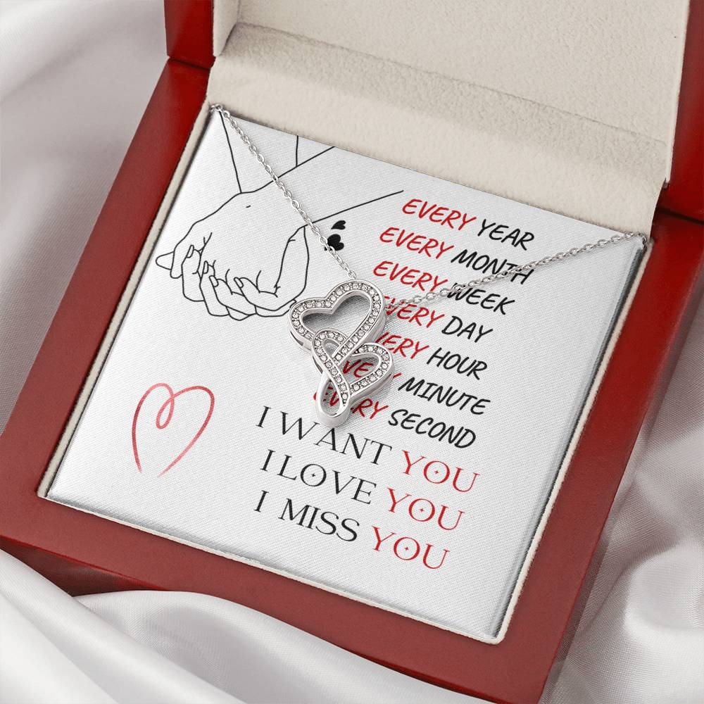 Every Year...Every Second - Spark Romance With This Necklace Double Hearts Necklace