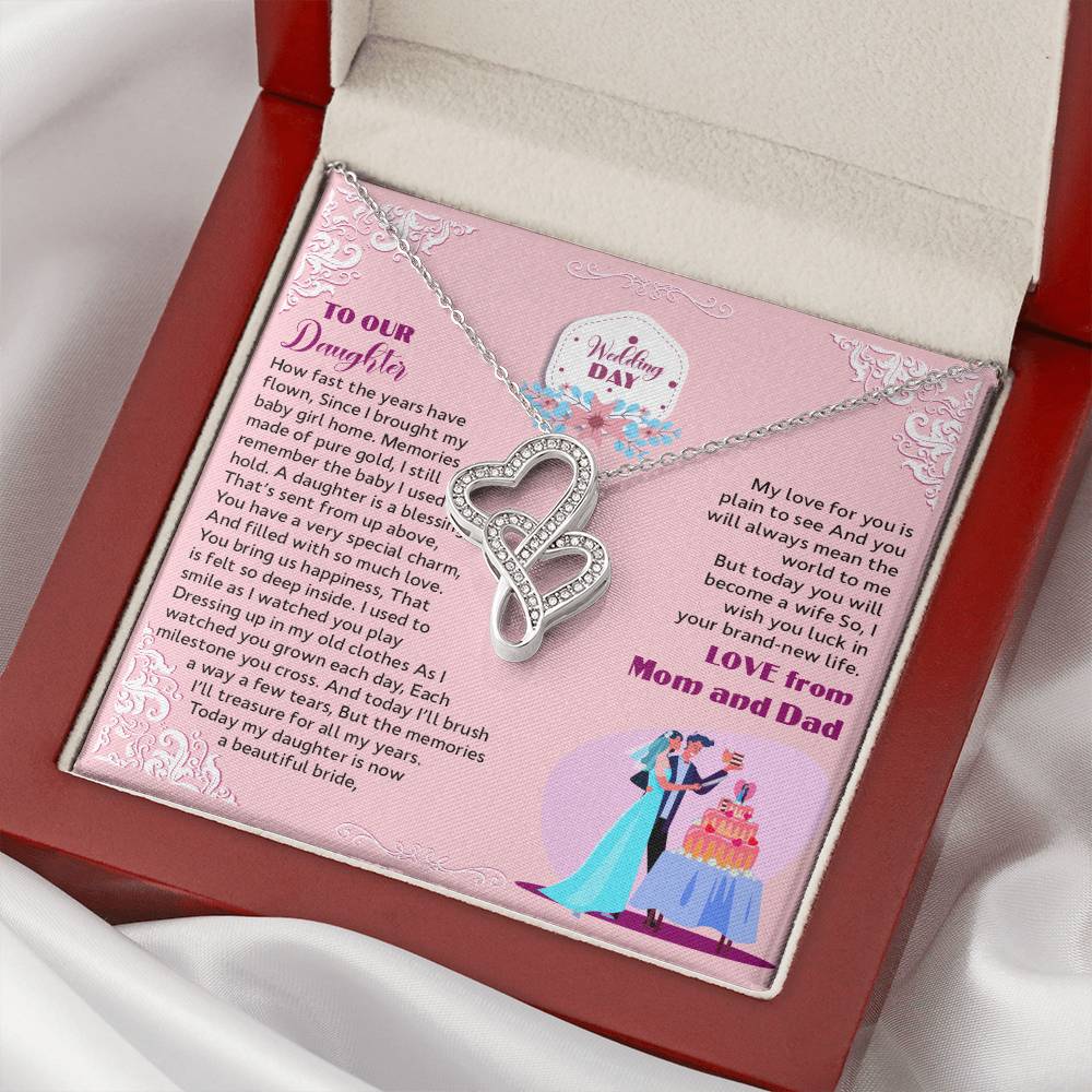 For Your Daughter On Special Wedding Day Double Hearts Necklace