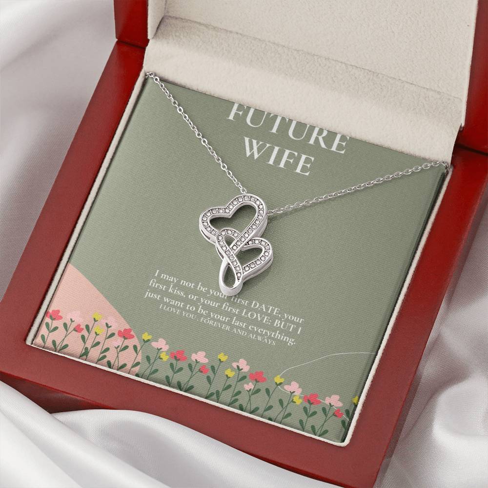 Future Wife Necklace. Engagement Gift Double Hearts Necklace