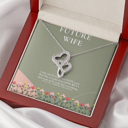 Future Wife Necklace. Engagement Gift Double Hearts Necklace