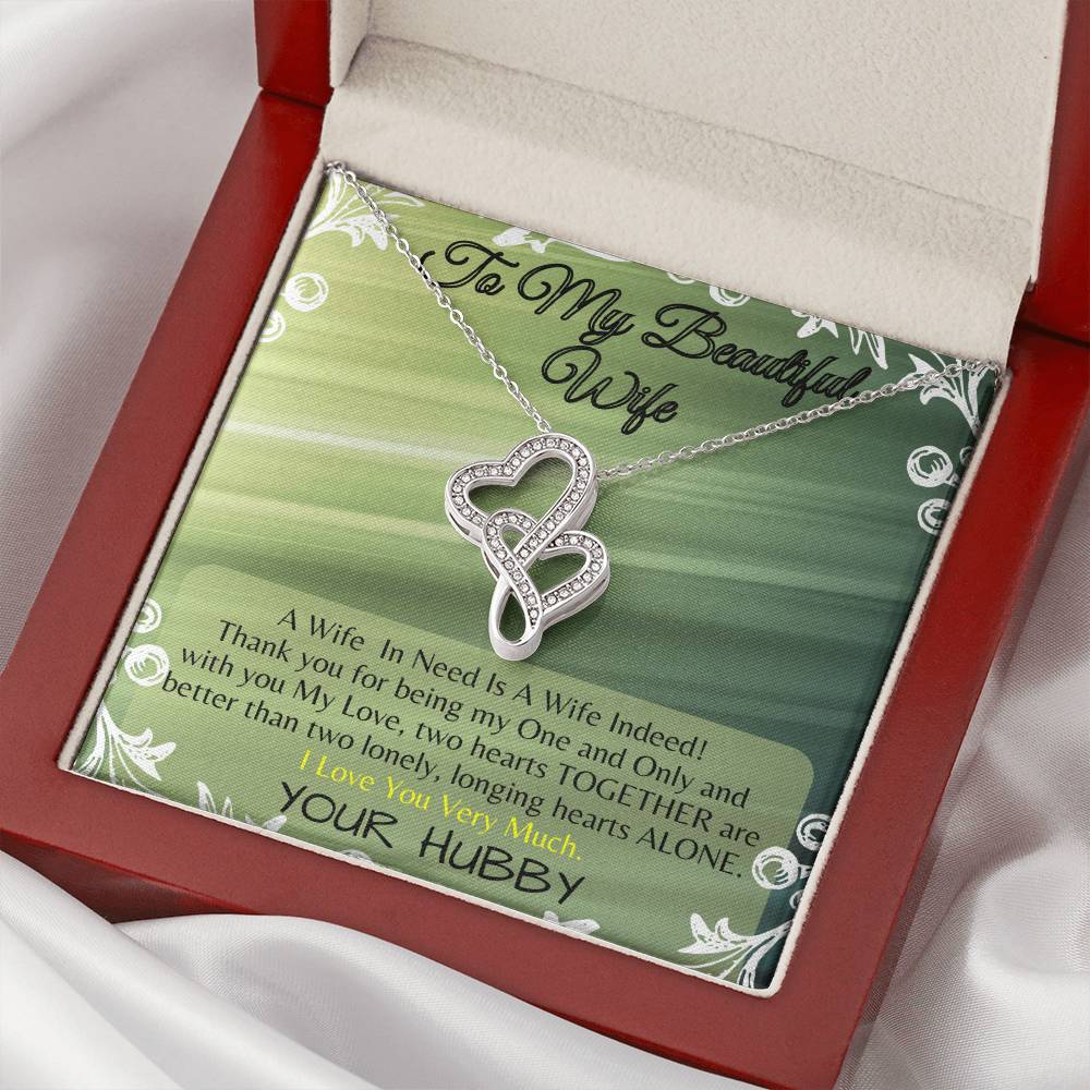 For My Beautiful Wife - The  Double Hearts Necklace