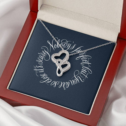 With Calligraphic Card  Anniversary Valentine'S Day Gift For Her Double Hearts Necklace
