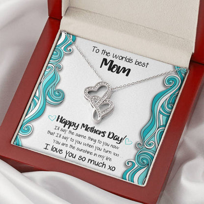Worlds Best Mom Double Hearts Mothers Day Gift Necklace 1 Double Hearts Necklace