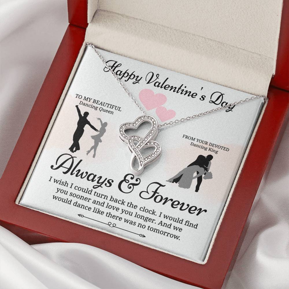 Always & Forever - Dancing Hearts Necklace Wmessage Card Hot New Release Double Hearts Necklace