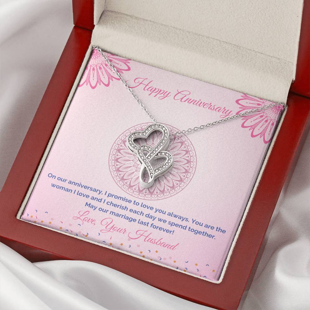 Anniversary Gift For Wife Double Hearts Necklace