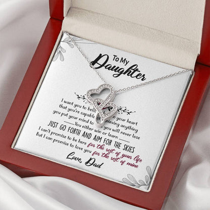 Double Heart Necklace Gift - To Daughter From Dad Necklace - Dad And Daughter Never Forget I Love You Gift From Dad -  2 Double Hearts Necklace
