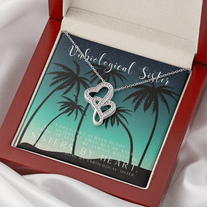 Unbiological Sister Necklace Unbiological Sister Gift Best Friend Necklace Big Little Sorority Soul Sister Bridesmaid  Double Hearts Necklace
