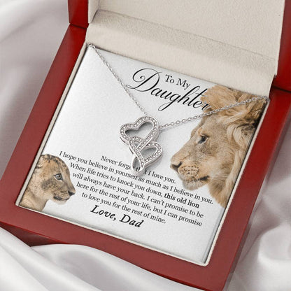 Dad Daughter Gift This Old Lion Will Always Have Your Back Daughter Necklace Necklace For Daughter From Father Double Hearts Necklace