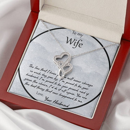 To My Wife The Love That I Have For You - Gray Double Hearts Necklace