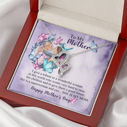 Birthday Gift For Mother Mother Gift Necklace Christmas Gift Meaningful Mother Gift 3 Double Hearts Necklace