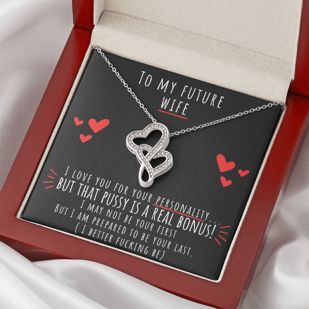 Future Wife Gift Wedding Gift For The Mrs Pre Wedding Night Before Funny Present Fiancée Double Hearts Necklace