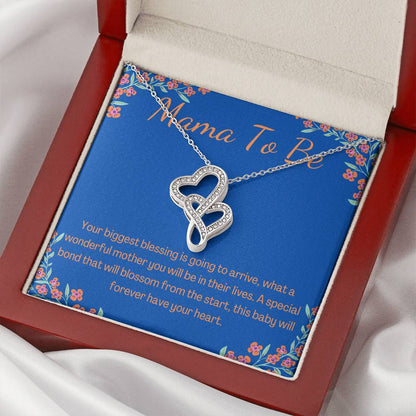 Double Heart Necklace Mama To Be Special Bond Gift For Mom To Be Baby Shower Gift New Mom Expectant Mother Pregnant Fr Double Hearts Necklace