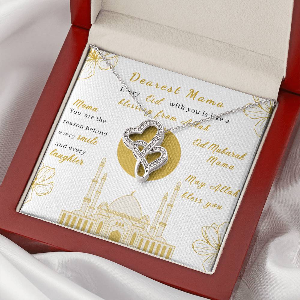 Beautiful Eid Gift For Mama- Blessing From Allah - Double Hearts Necklace