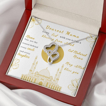 Beautiful Eid Gift For Mama- Blessing From Allah - Double Hearts Necklace
